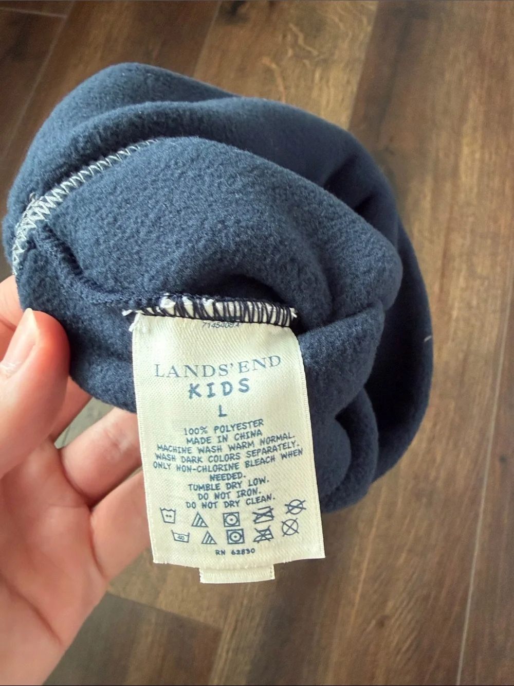 Lands' End Kids Navy Fleece Beanie